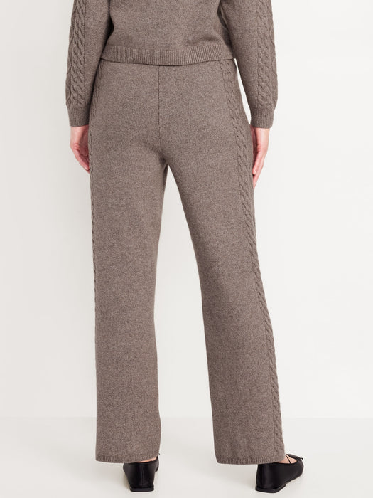 SoSoft Cable-Knit Wide-Leg Sweater Pants