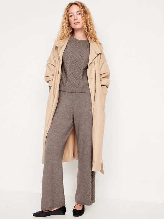 SoSoft Cable-Knit Wide-Leg Sweater Pants