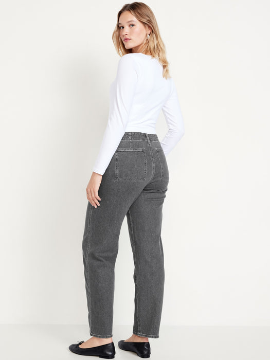 Mid-Rise Boyfriend Loose Utility Jeans