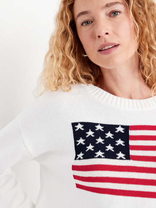 Crew-Neck Flag-Graphic Sweater