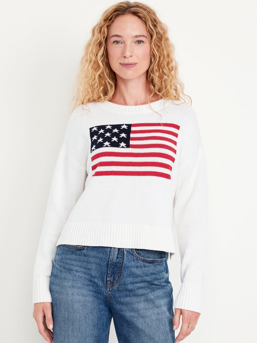 Crew-Neck Flag-Graphic Sweater
