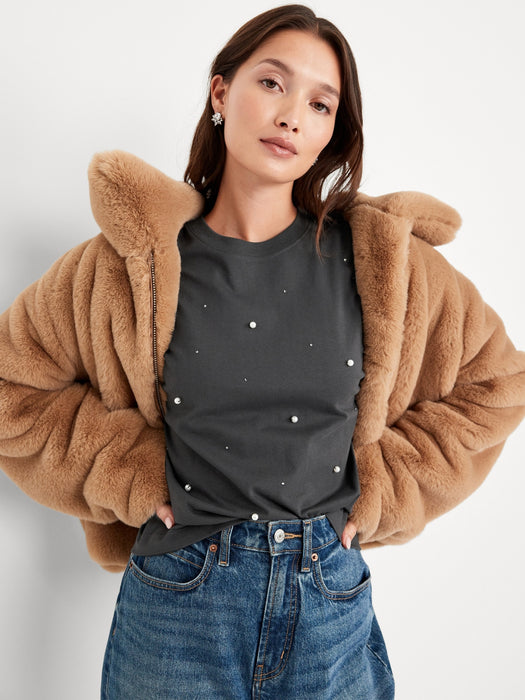 Oversized Crew-Neck Embellished T-Shirt