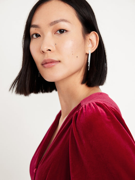 Waist-Defined Velvet Peplum Top