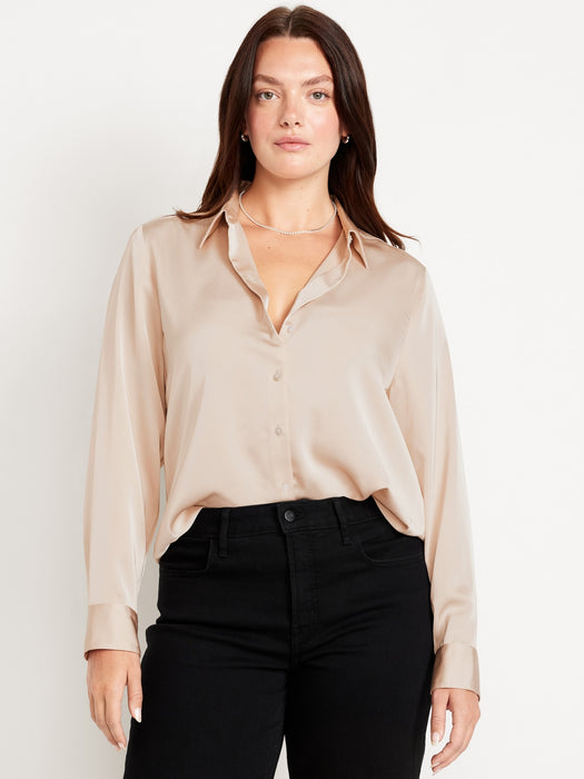 Classic Button-Down Satin Shirt