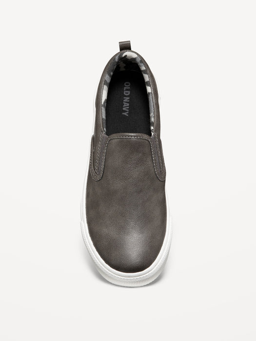 Faux-Leather Slip-On Sneakers for Boys