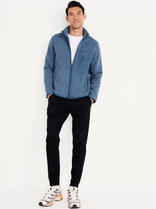 Sherpa-Lined Sweater Fleece Zip Jacket