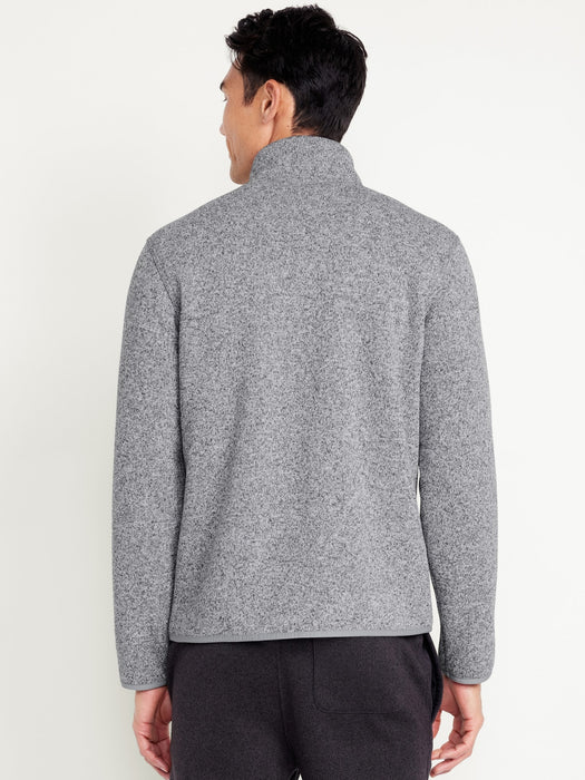 Sherpa-Lined Sweater Fleece Zip Jacket