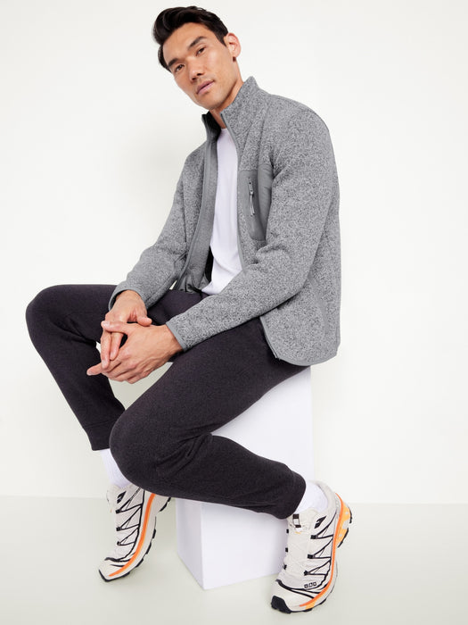 Sherpa-Lined Sweater Fleece Zip Jacket