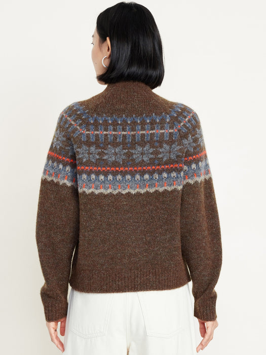 Holiday Print Mock-Neck Sweater