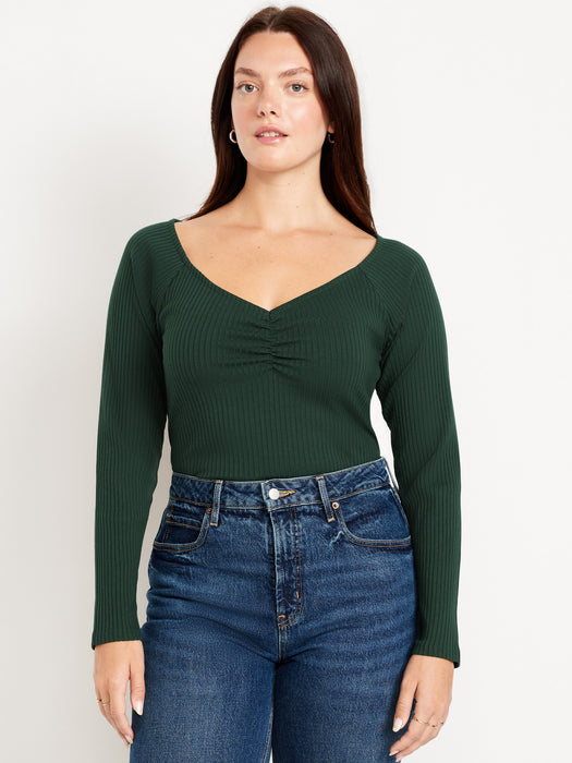 Cinched Rib-Knit Top