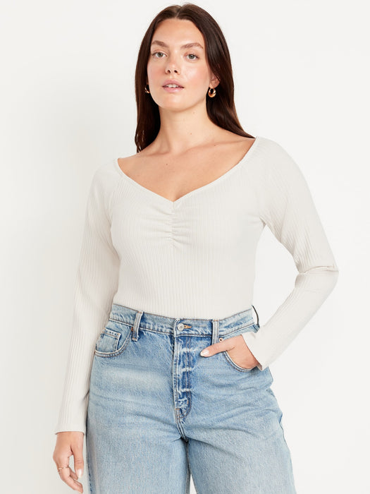 Cinched Rib-Knit Top