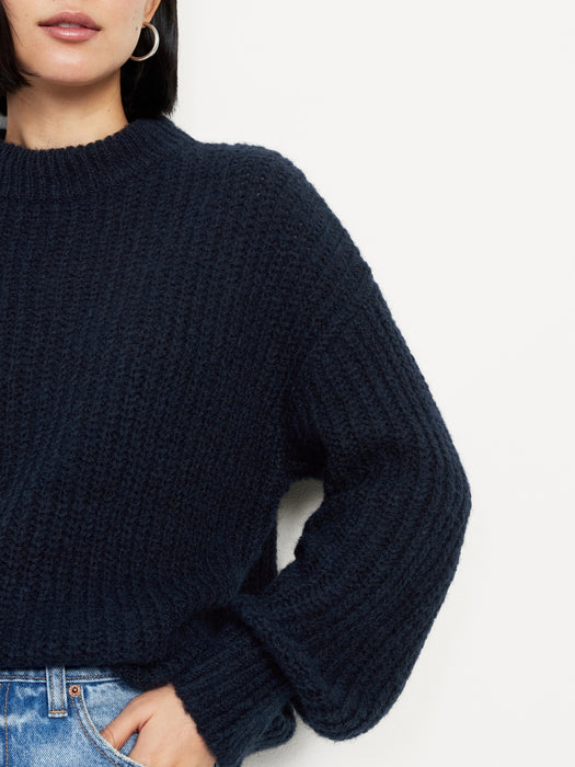 Loose Shaker-Stitch Tunic Sweater