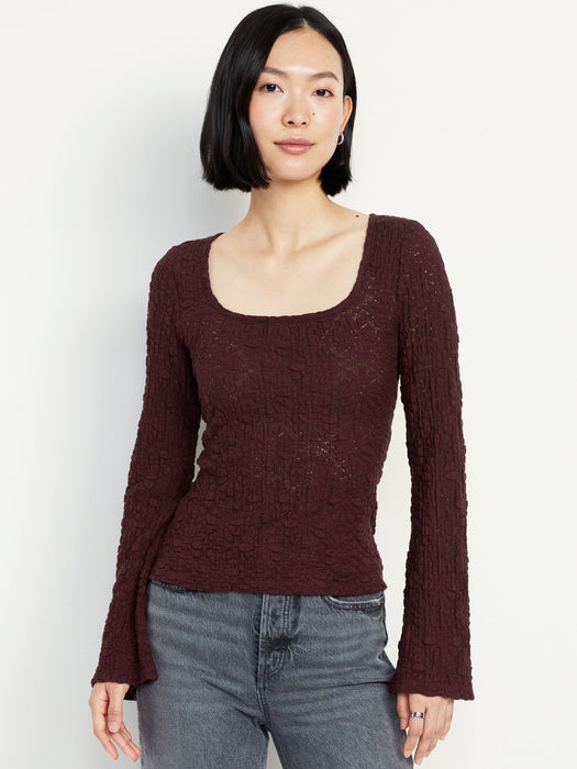 Textured Lace Scoop-Neck Top