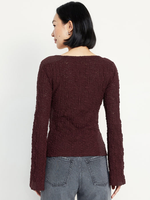 Textured Lace Scoop-Neck Top