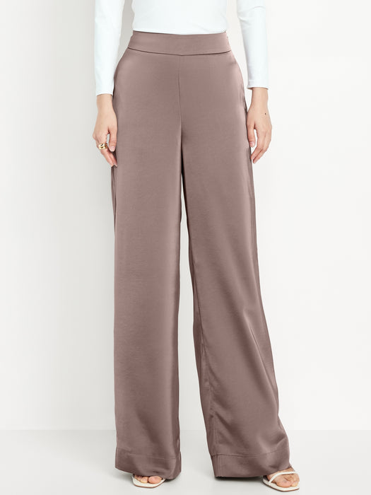 High-Waisted Satin Super Wide-Leg Pants