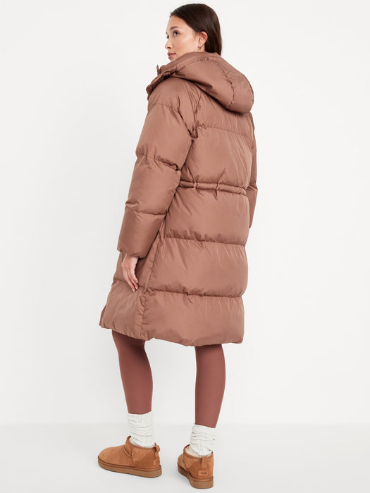Water-Resistant Quilted Long Puffer Jacket
