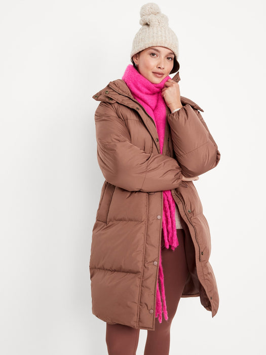 Water-Resistant Quilted Long Puffer Jacket