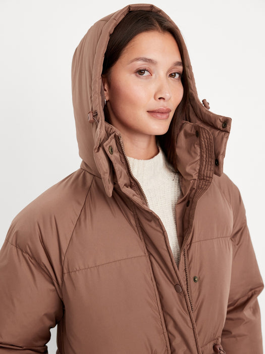 Water-Resistant Quilted Long Puffer Jacket