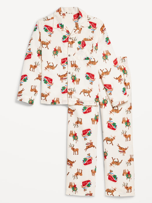Gender-Neutral Printed Button-Front Pajama Set for Kids