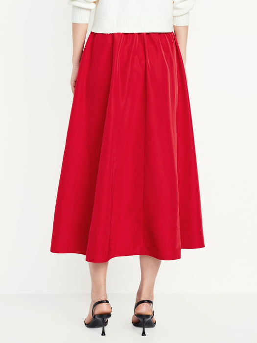 Taffeta Midi Swing Skirt