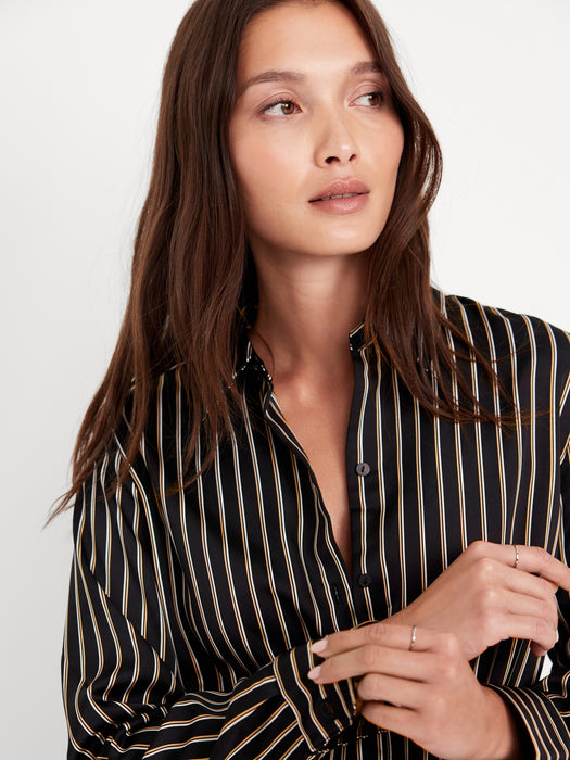 Classic Button-Down Satin Shirt