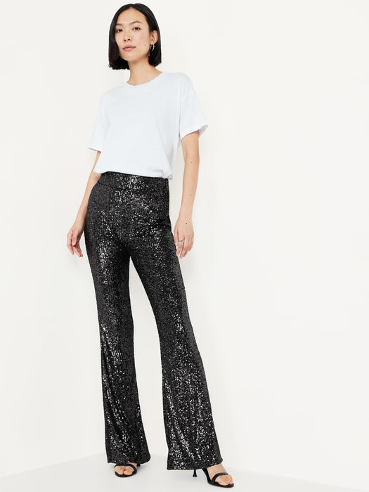High-Waisted Sequin Flare Pants