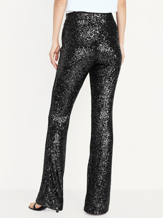 High-Waisted Sequin Flare Pants
