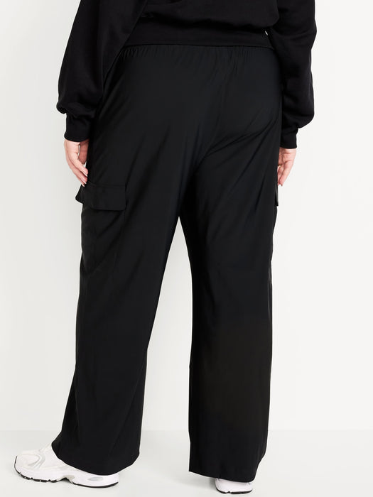 High-Waisted SleekTech Wide-Leg Cargo Pants