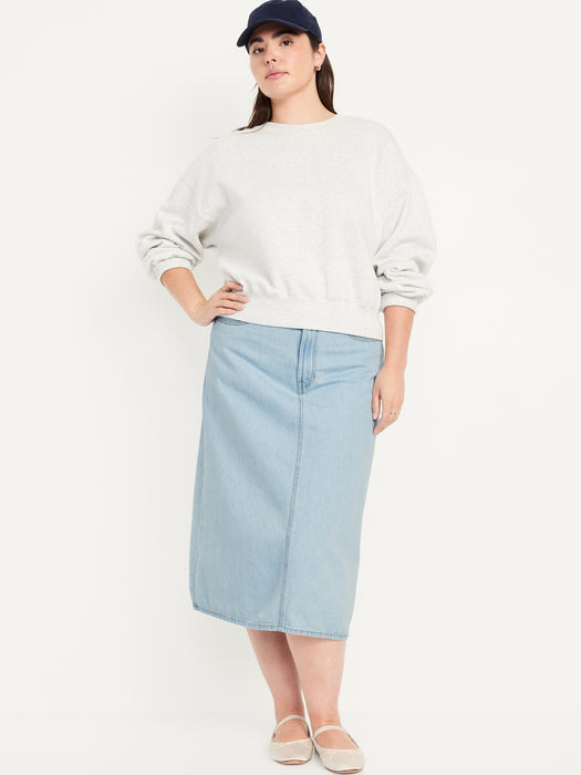 High-Waisted Wow Jean Midi Skirt