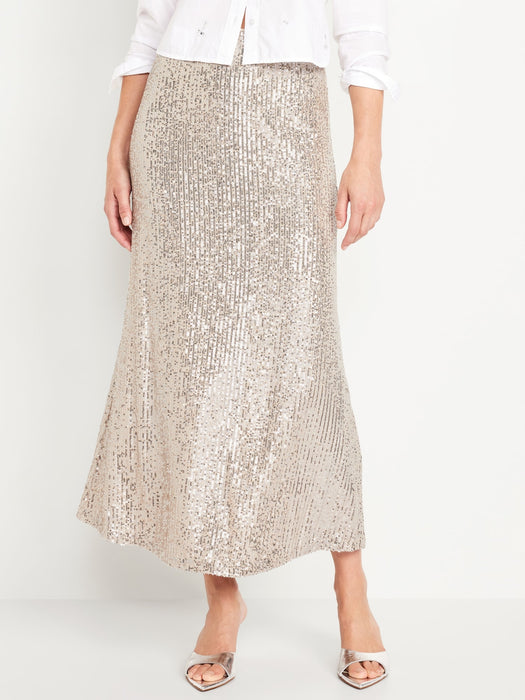 High-Waisted Sequin Maxi Skirt