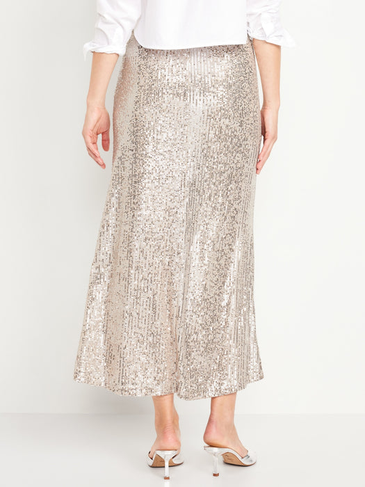 High-Waisted Sequin Maxi Skirt