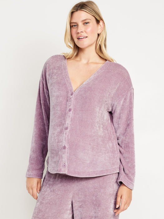 Maternity Cozy Chenille Button-Down Top