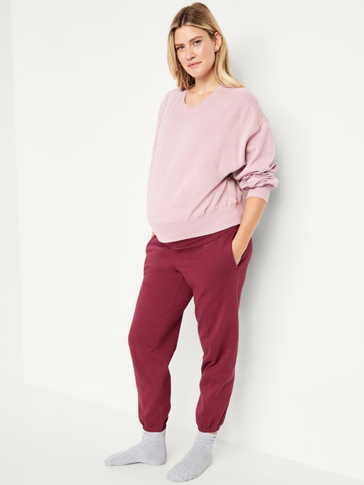 Maternity Rollover-Waist Jogger Sweatpants