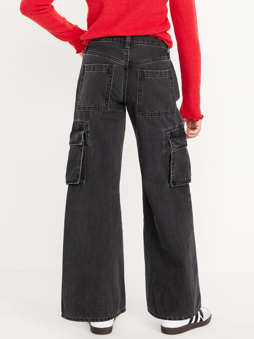 High-Waisted Super Baggy Wide-Leg Cargo Jeans for Girls