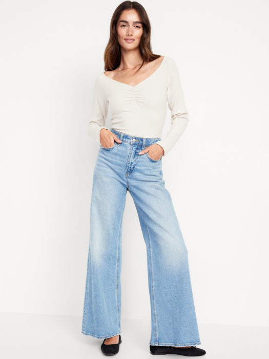 Cinched Rib-Knit Top