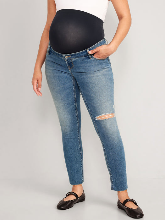 Maternity Premium Full-Panel Rockstar Super Skinny Ripped Jeans