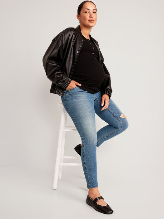 Maternity Premium Full-Panel Rockstar Super Skinny Ripped Jeans