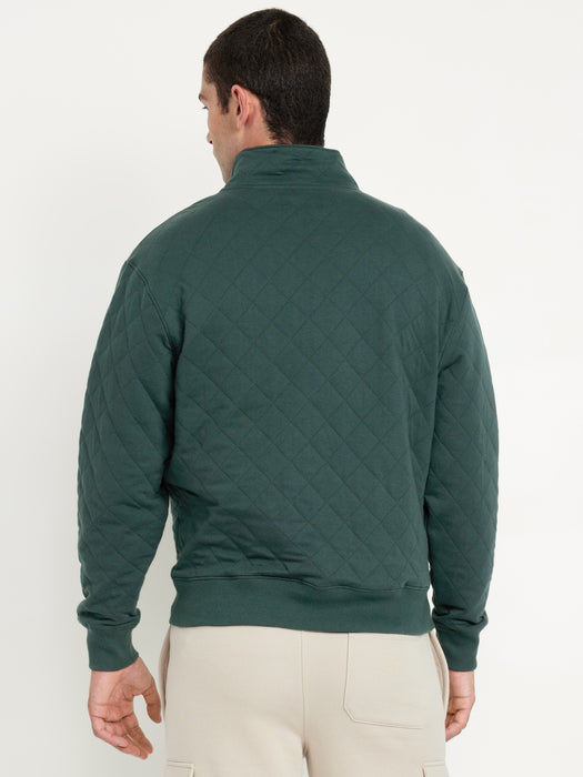 Quarter-Snap Quilted Fleece Sweatshirt