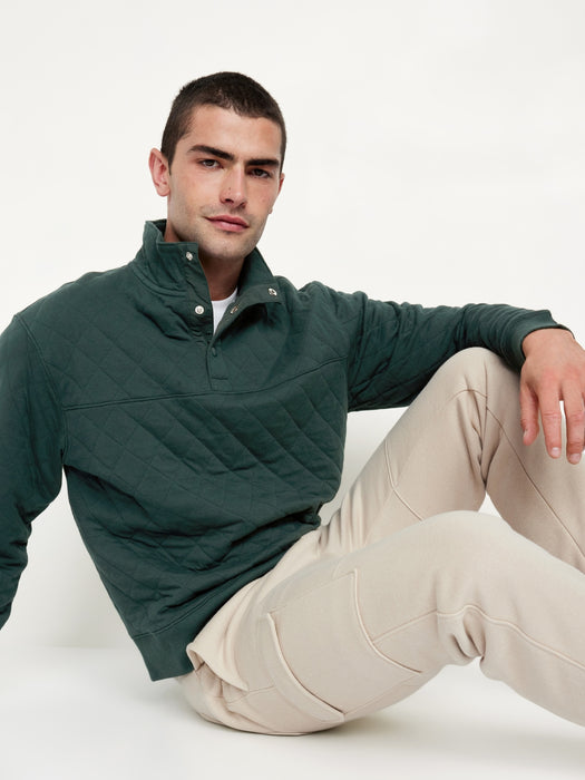 Quarter-Snap Quilted Fleece Sweatshirt