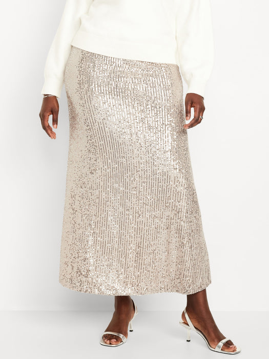 High-Waisted Sequin Maxi Skirt