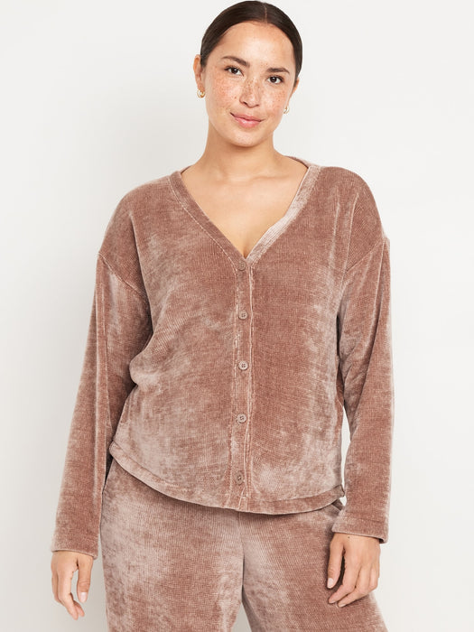 Maternity Cozy Chenille Button-Down Top