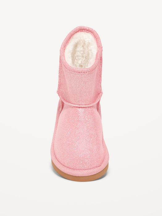 Shiny Faux-Fur Lined Boots for Toddler Girls