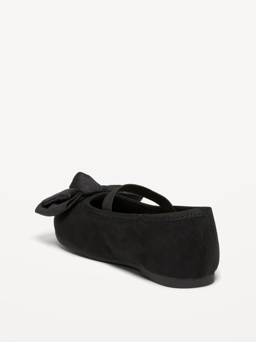 Faux-Suede Bow Ballet Flats for Toddler Girls