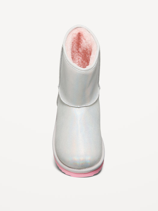 Shiny Faux-Suede Faux-Fur Lined Boots for Girls