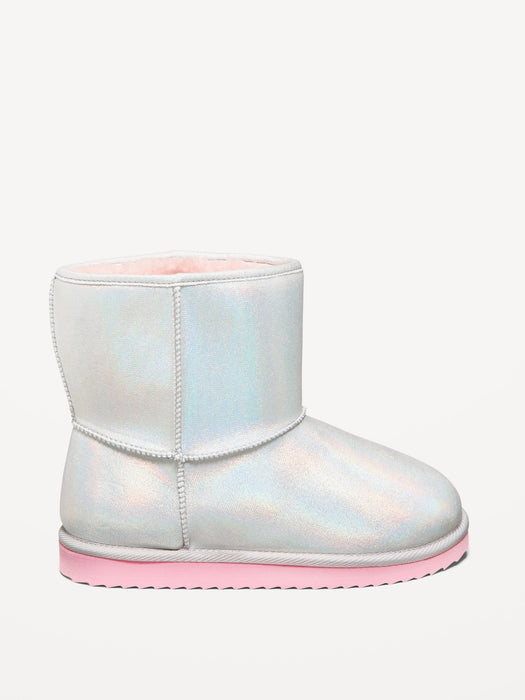 Shiny Faux-Suede Faux-Fur Lined Boots for Girls