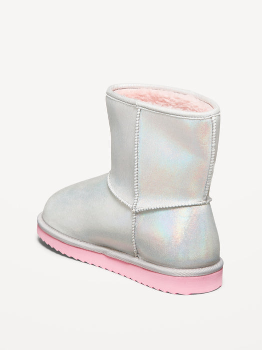 Shiny Faux-Suede Faux-Fur Lined Boots for Girls