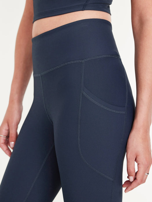 High-Waisted PowerSoft Ribbed Pocket Leggings