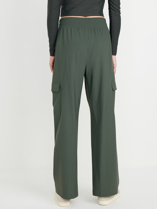 High-Waisted SleekTech Wide-Leg Cargo Pants