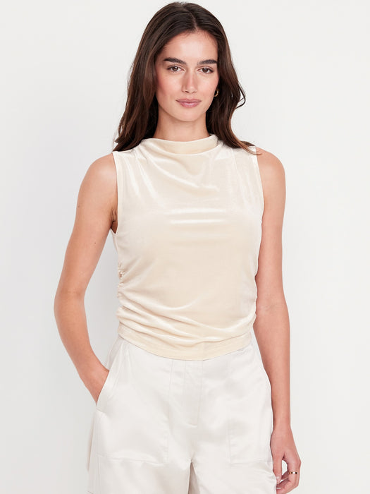 Mock-Neck Velvet Top