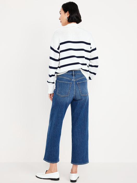 High-Waisted Wow Crop Wide-Leg Jeans